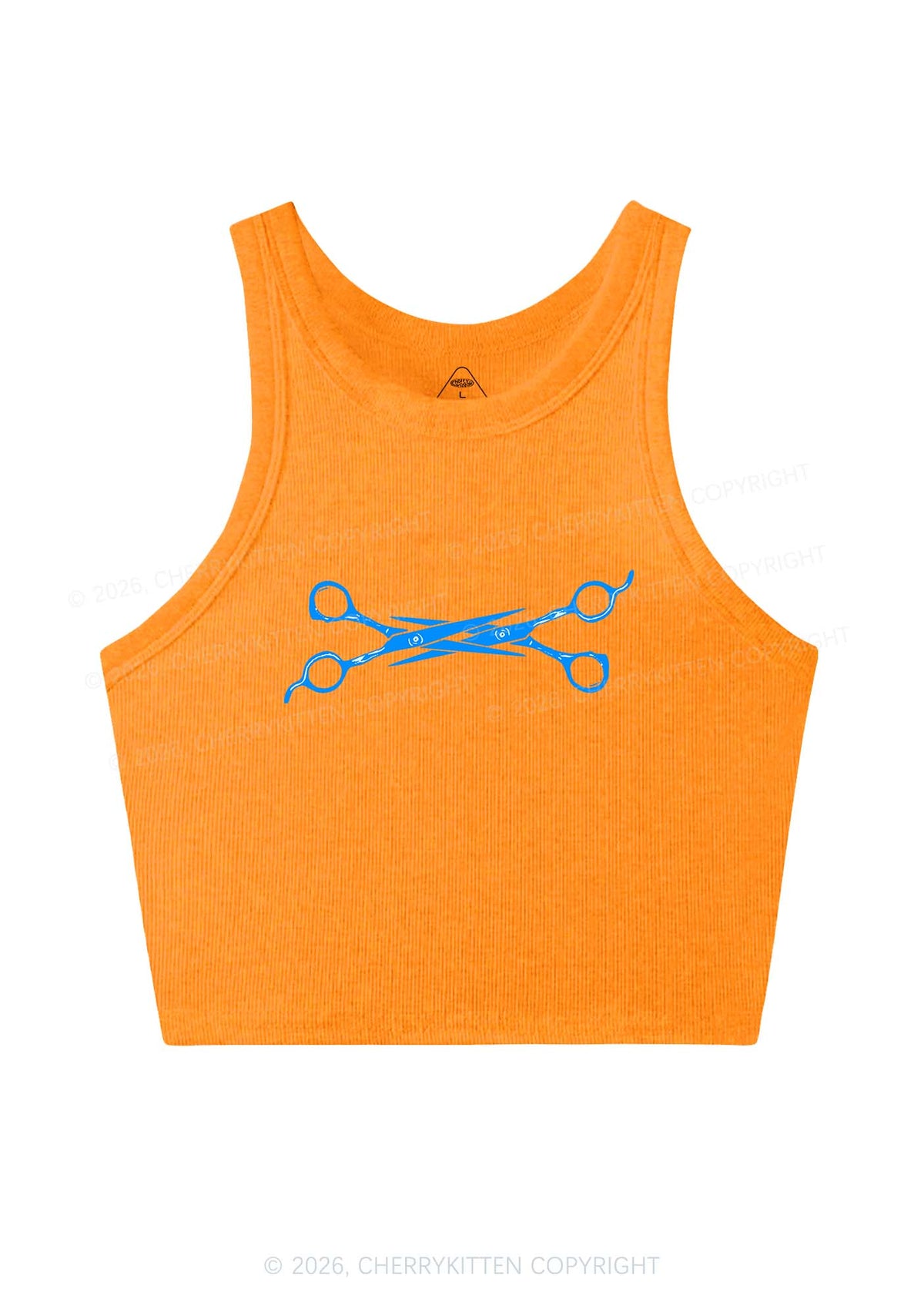 Pink Scissor Y2K Crop Tank Top Cherrykitten