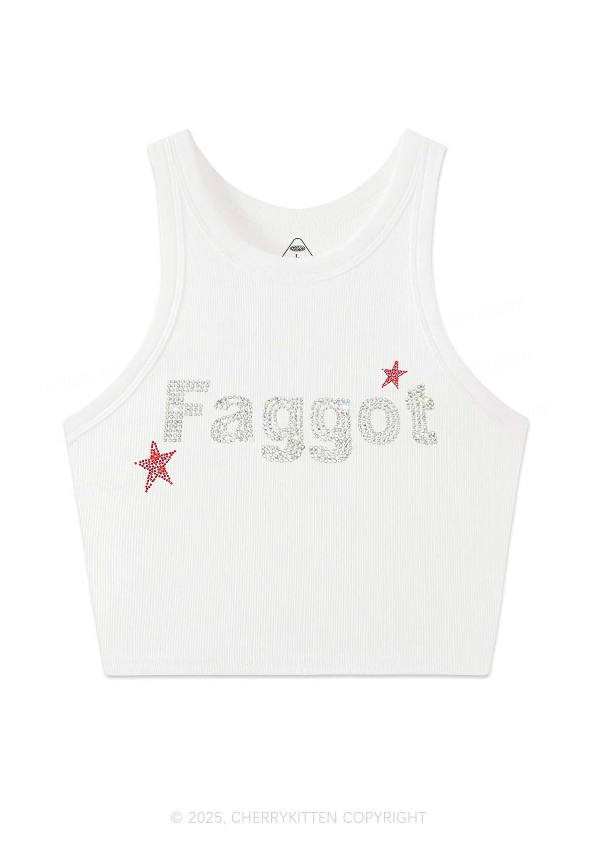 Rhinestone Faggot Pride Y2K Crop Tank Top Cherrykitten