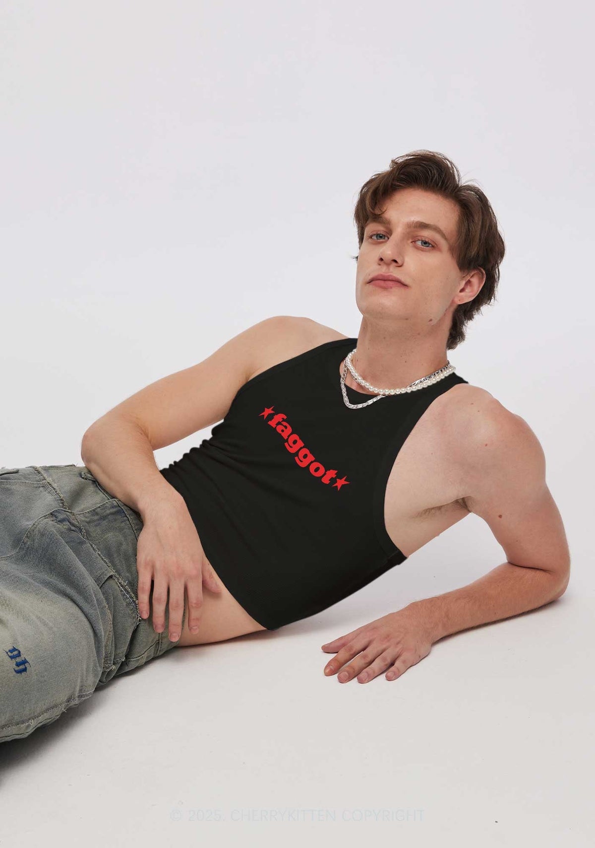 Red Faggot Pride Y2K Crop Tank Top Cherrykitten