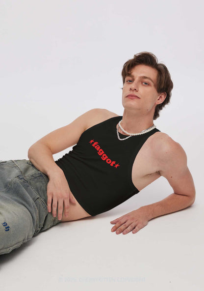 Red Faggot Pride Y2K Crop Tank Top Cherrykitten