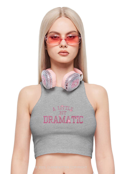 Rhinestone A Little Bit Dramatic Y2K Crop Tank Top Cherrykitten