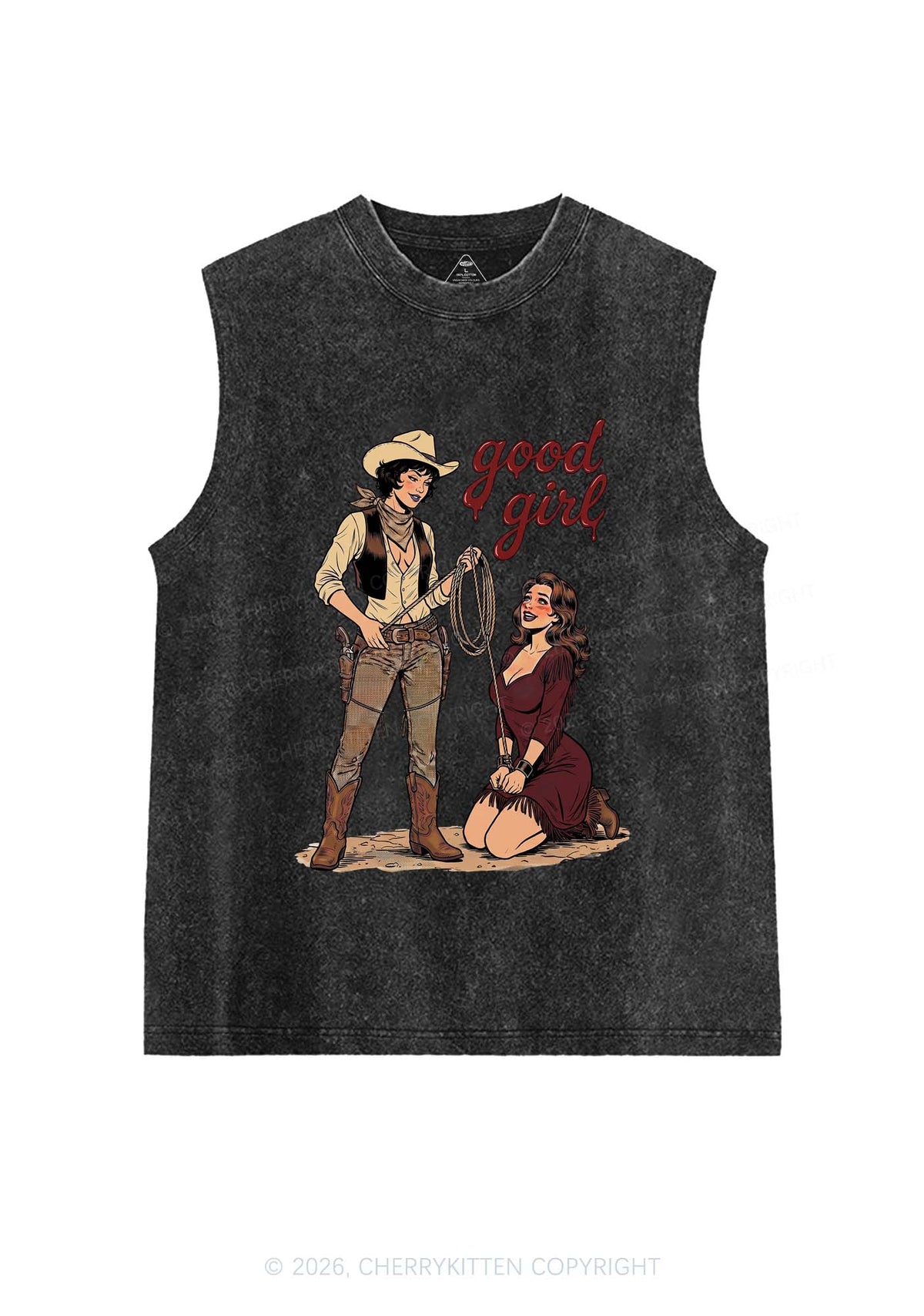 Good Girl Western Cowgirls Pride Y2K Washed Muscle Tank Cherrykitten