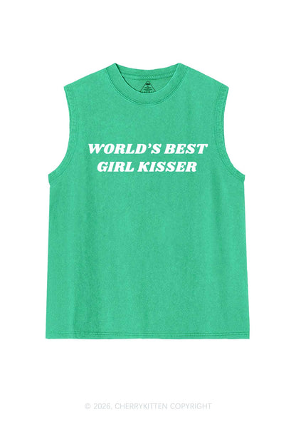 Best Girl Kisser Pride Y2K Washed Muscle Tank Cherrykitten