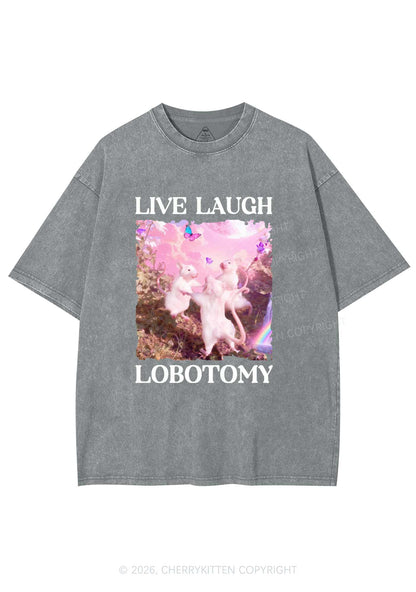 Live Laugh Lobotomy Rats Y2K Shirts Washed Tee Cherrykitten Art by OhStuffinell Taxidermy