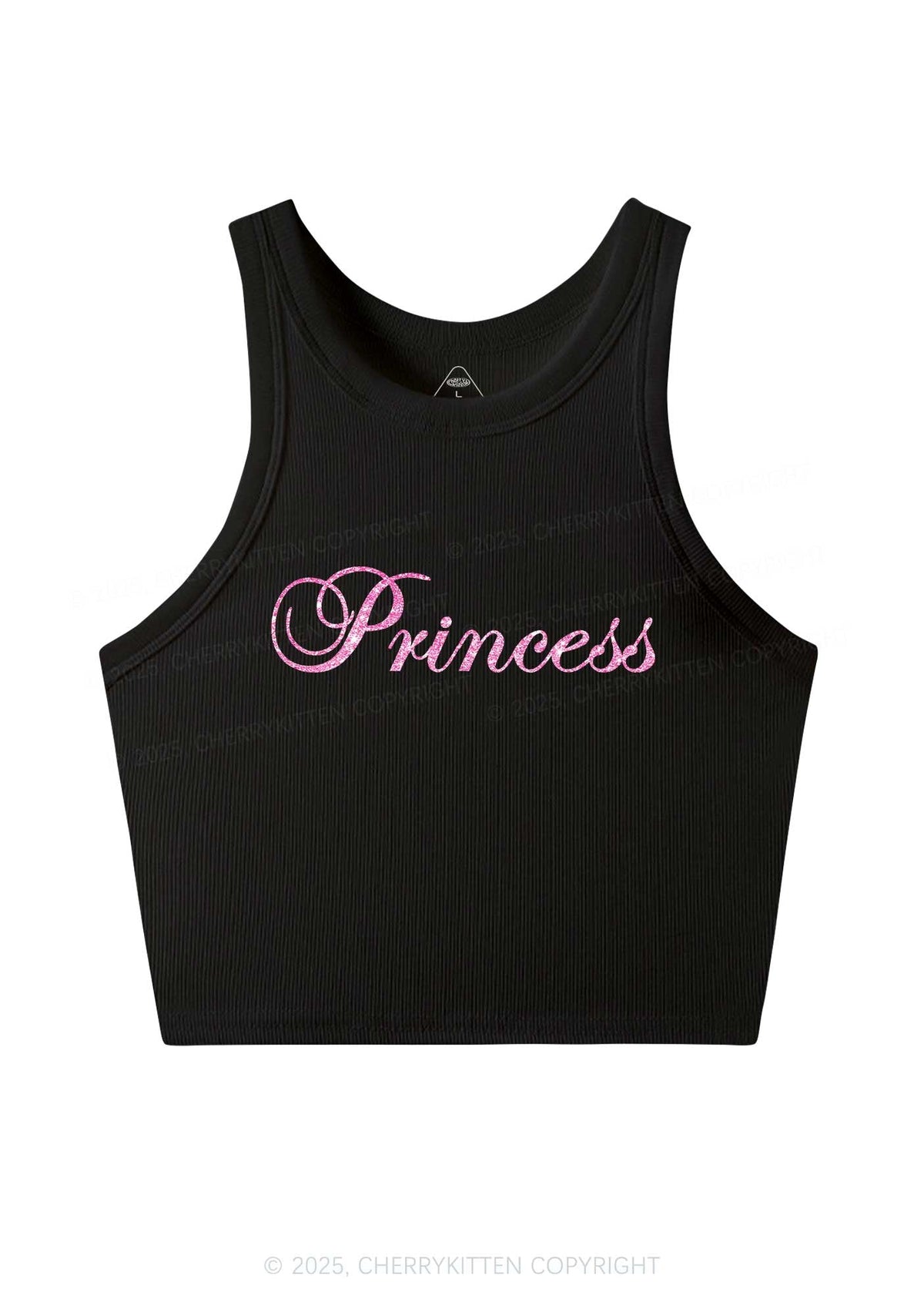 Glitter Princess Y2K Crop Tank Top Cherrykitten