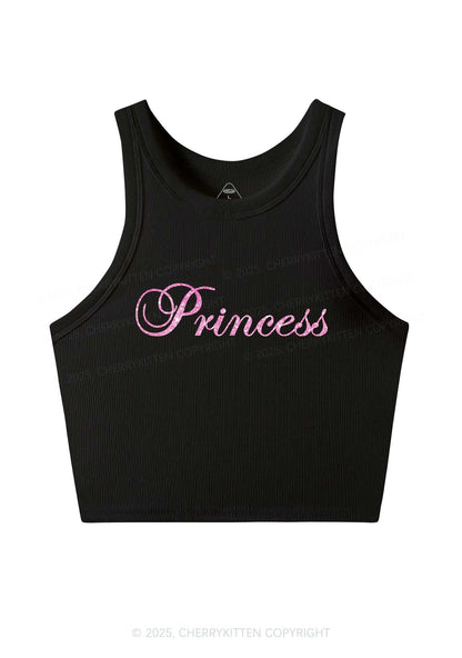 Glitter Princess Y2K Crop Tank Top Cherrykitten