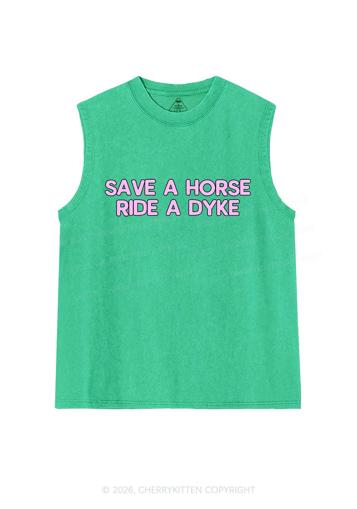 Save Horse Ride Dyke Pride Y2K Washed Muscle Tank Cherrykitten