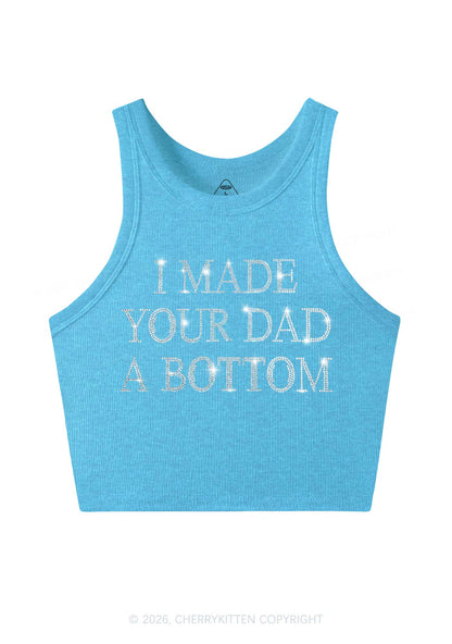 Rhinestone Made Your Dad A Bottom Pride Y2K Crop Tank Top Cherrykitten