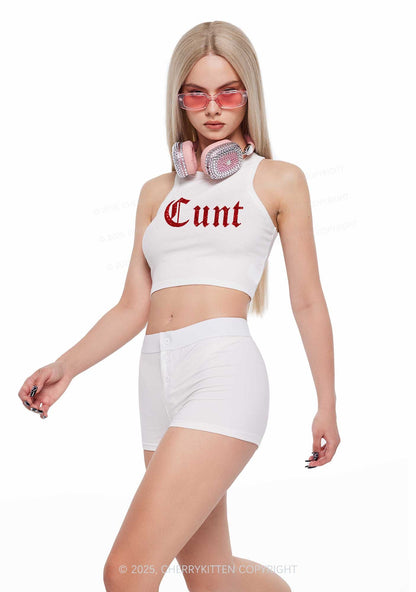 Glitter Cxxt Y2K Crop Tank Top Cherrykitten