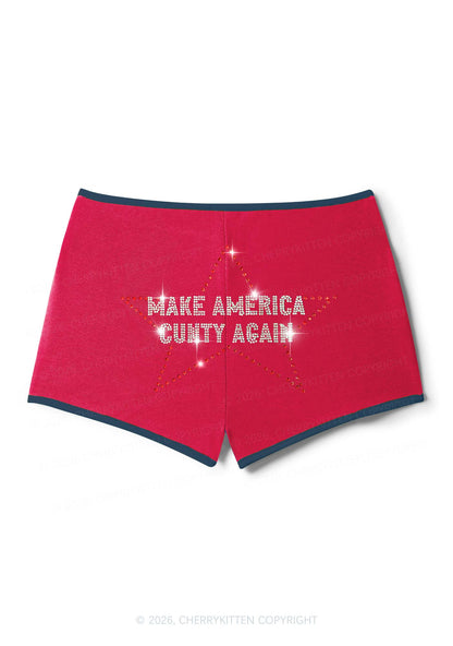 Rhinestone Make America Cxxty Again Y2K Booty Shorts Cherrykitten