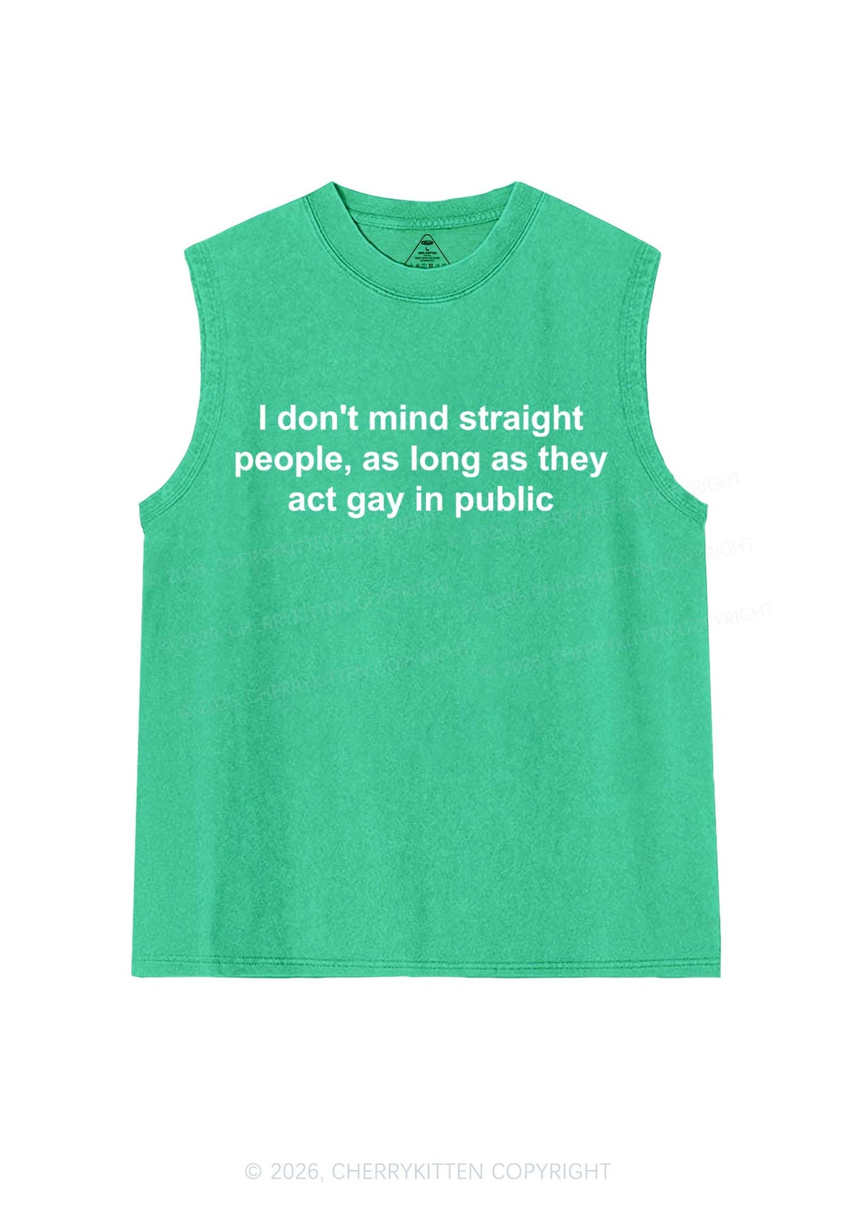 Act Gay In Public Pride Y2K Washed Muscle Tank Cherrykitten