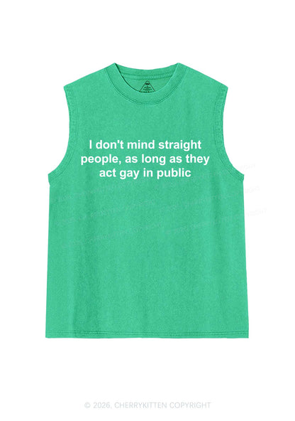 Act Gay In Public Pride Y2K Washed Muscle Tank Cherrykitten