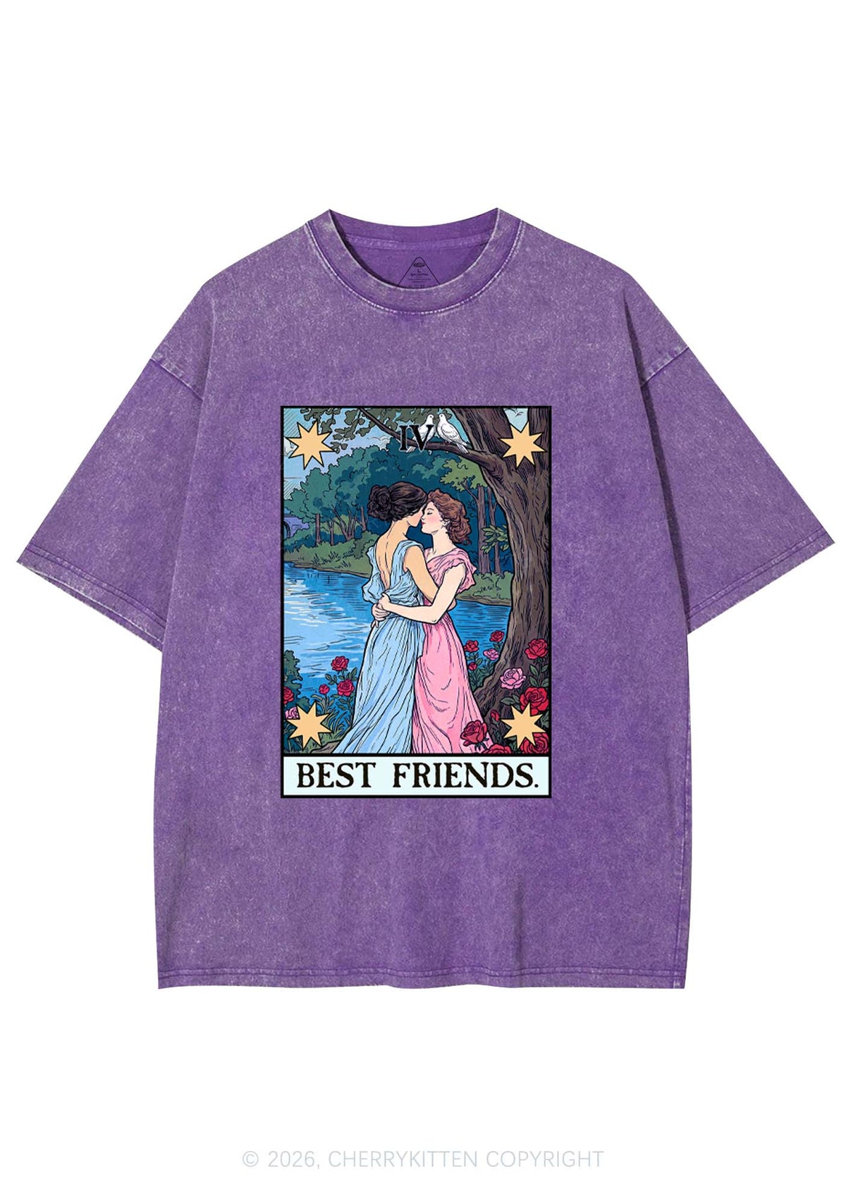 Best Friends Tarot Pride Y2K Shirts Washed Tee Cherrykitten
