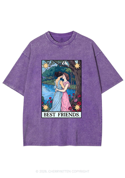 Best Friends Tarot Pride Y2K Shirts Washed Tee Cherrykitten
