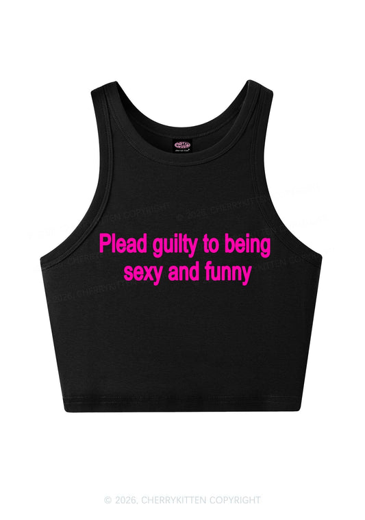 Plead Guilty To Being Funny Y2K Crop Tank Top Cherrykitten
