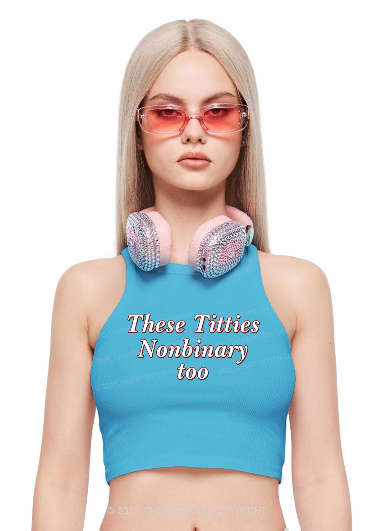 Txtties Nonbinary Too Pride Y2K Crop Tank Top Cherrykitten