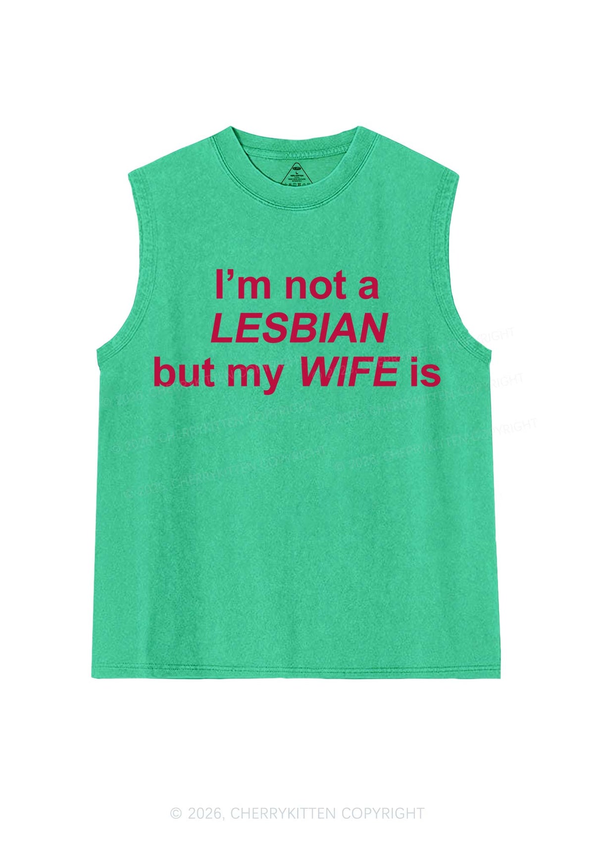 My Wife Is Lesbian Pride Y2K Washed Muscle Tank Cherrykitten