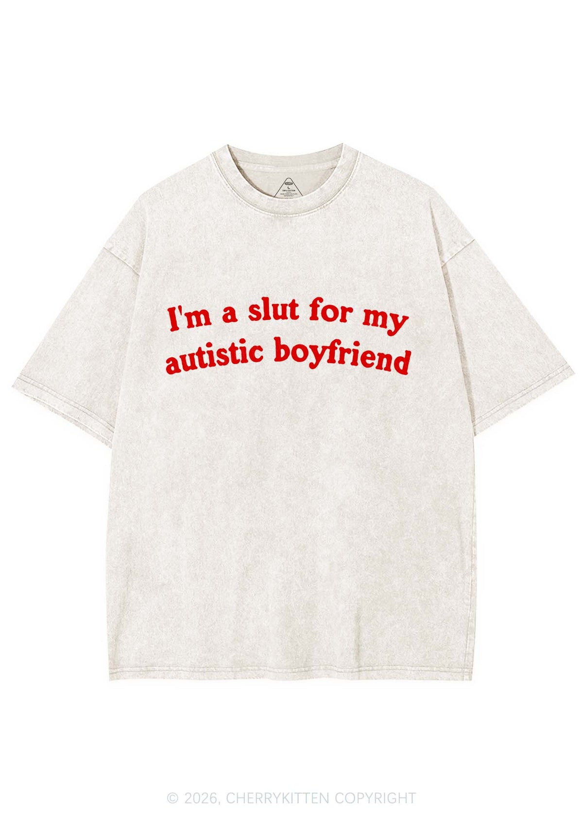 Slxt For My Autistic BF Y2K Shirts Washed Tee Cherrykitten