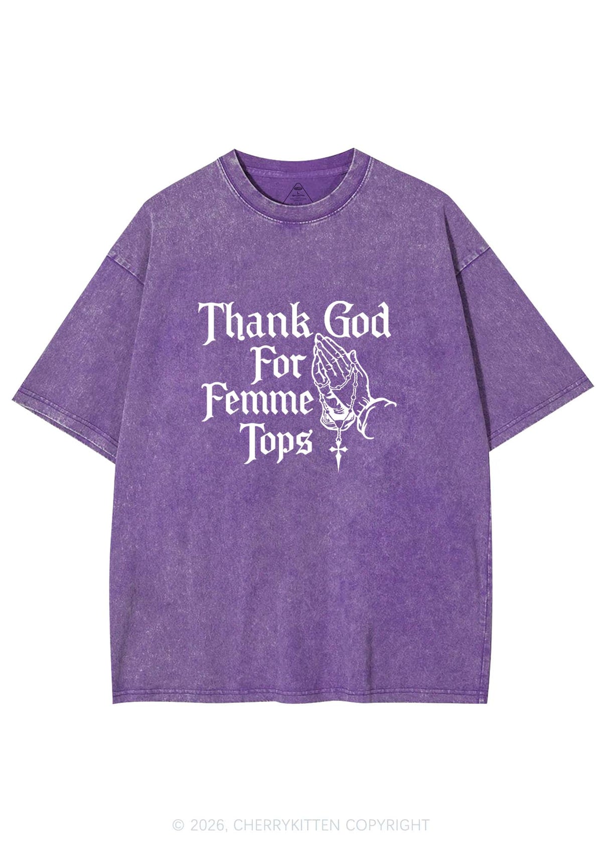 Thank God For Femme Tops Pride Y2K Shirts Washed Tee Cherrykitten