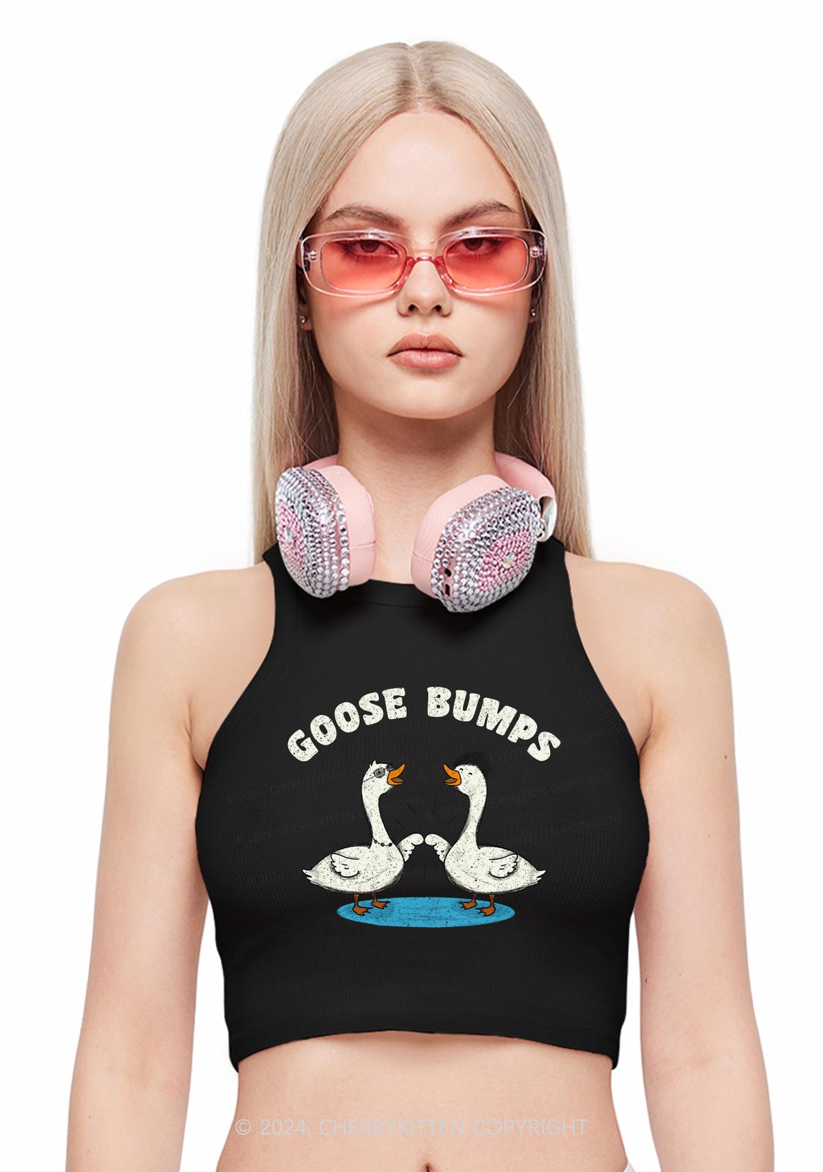 Goose Bumps Y2K Crop Tank Top Cherrykitten