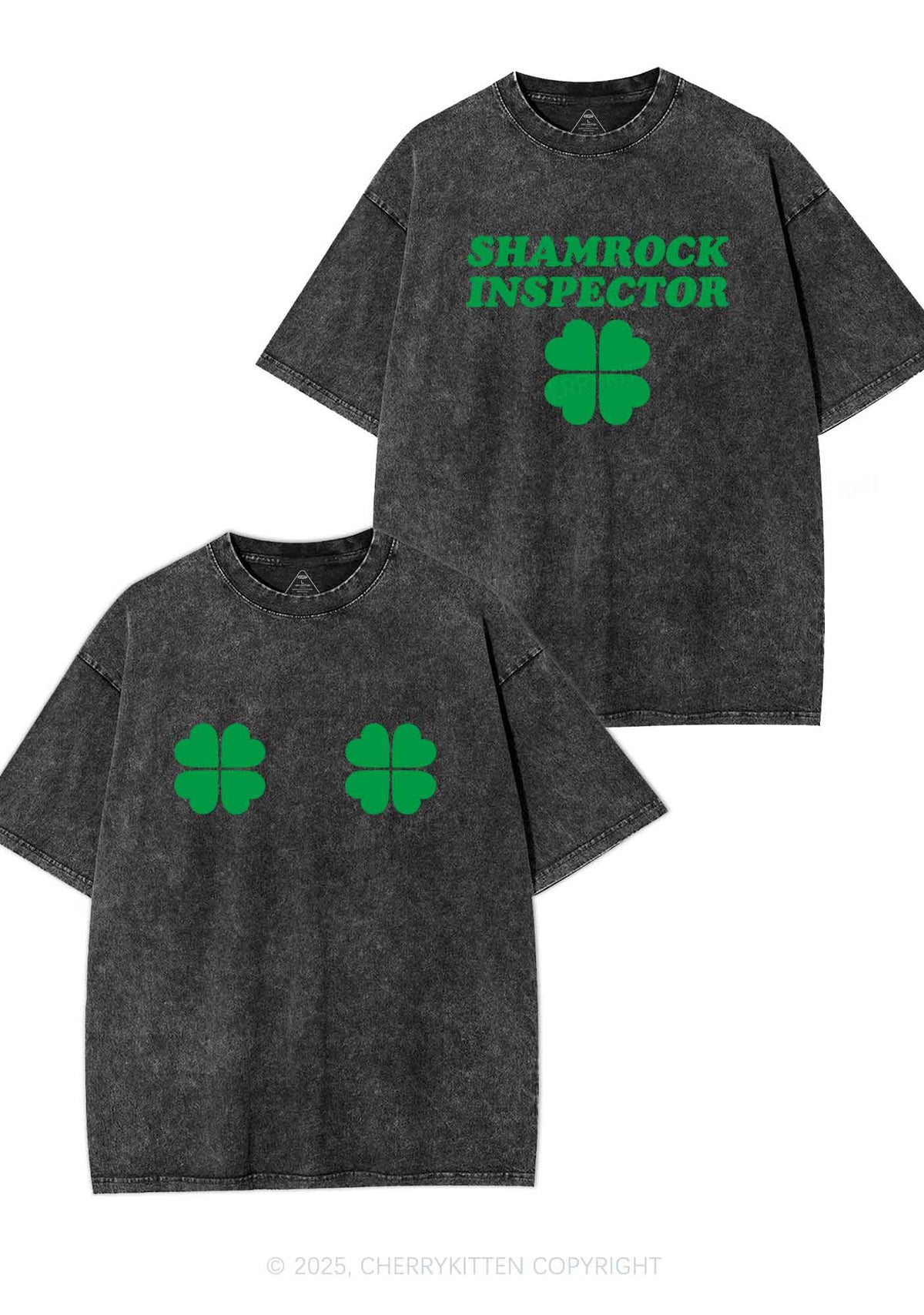 Shamrock Inspector Two Sides St Patricks Y2K Shirts Washed Tee Cherrykitten