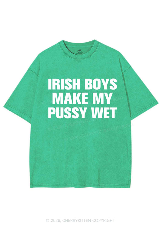 Irish Boys Make My Puxxy Wet St Patricks Y2K Shirts Washed Tee Cherrykitten