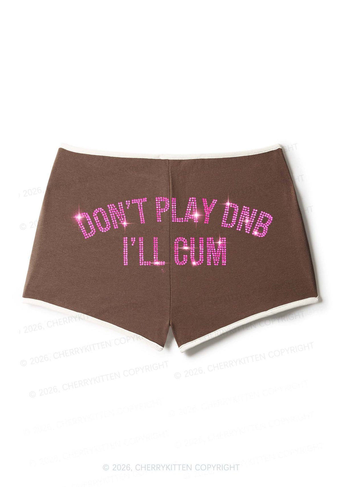 Rhinestone Dont Play DNB Y2K Booty Shorts Cherrykitten