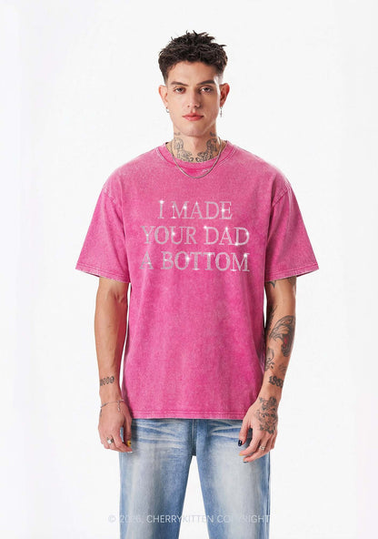 Rhinestone Made Your Dad A Bottom Pride Y2K Shirts Washed Tee Cherrykitten