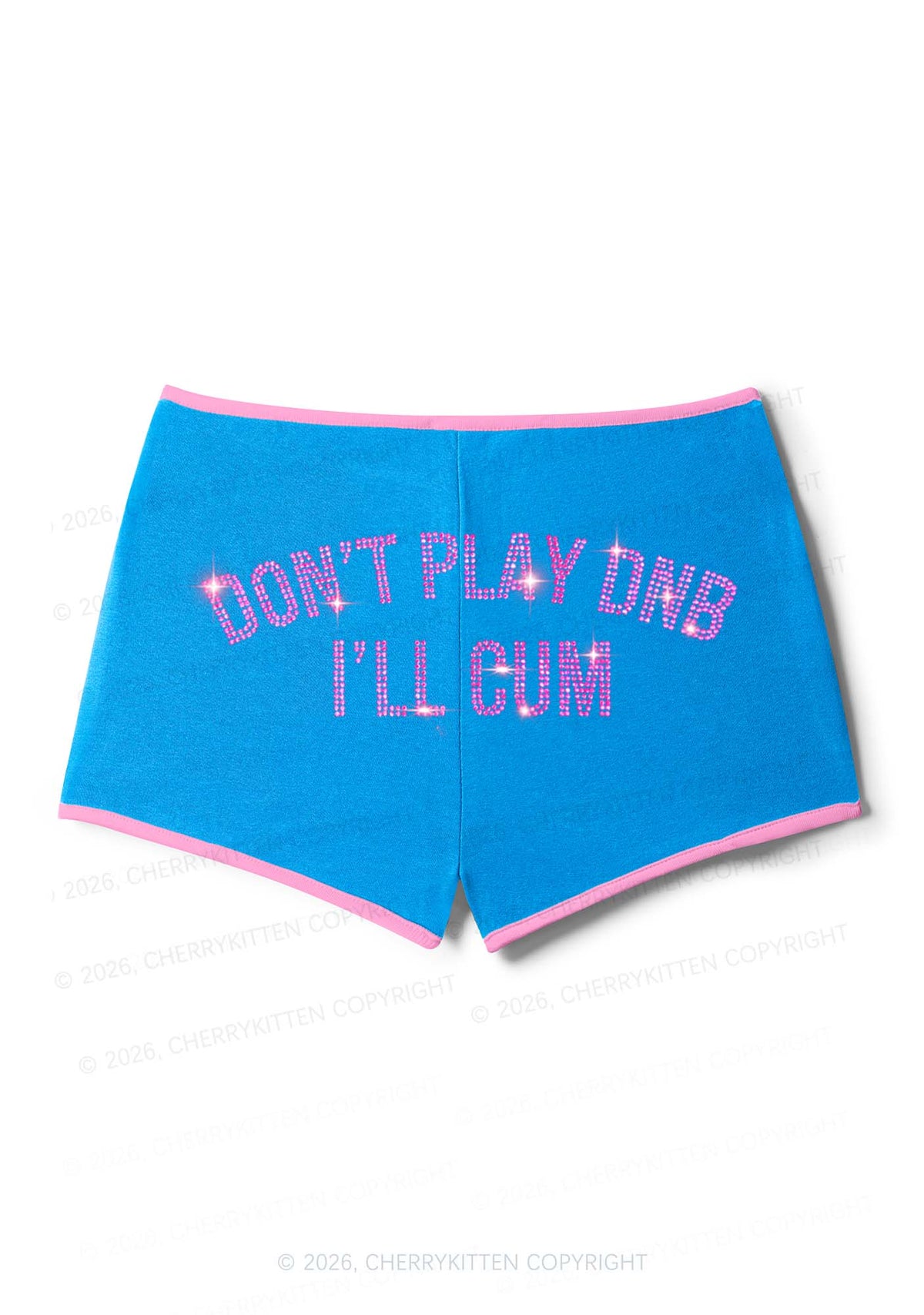 Rhinestone Dont Play DNB Y2K Booty Shorts Cherrykitten