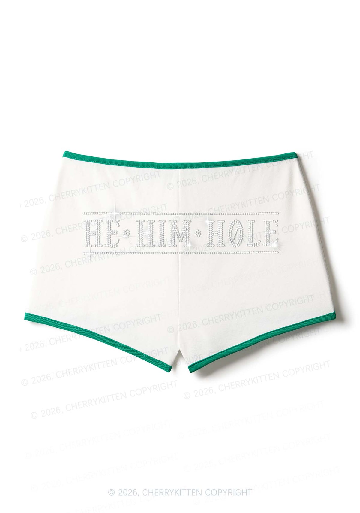 Rhinestone He Him Hole Pride Y2K Booty Shorts Cherrykitten
