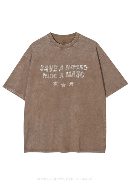 Rhinestone Ride A Masc Pride Y2K Shirts Washed Tee Cherrykitten