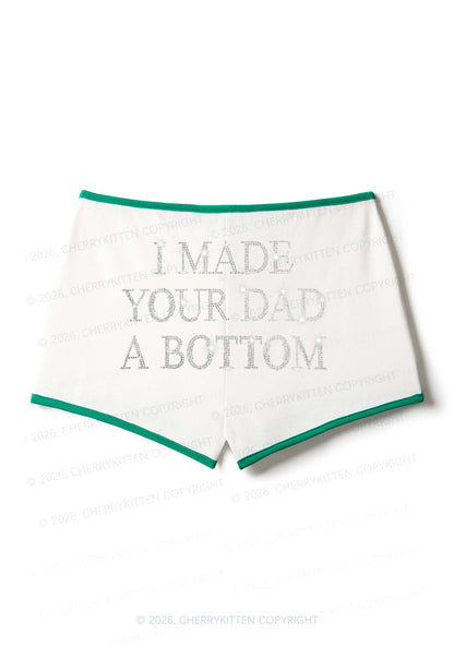 Rhinestone Made Your Dad A Bottom Pride Y2K Booty Shorts Cherrykitten