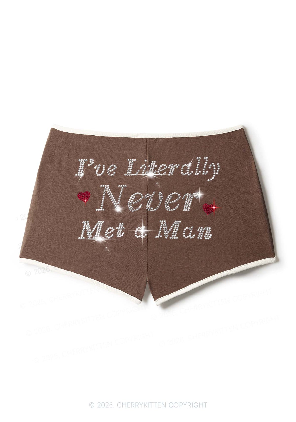 Rhinestone Never Met A Man Pride Y2K Booty Shorts Cherrykitten