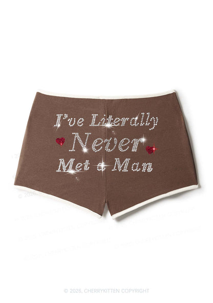 Rhinestone Never Met A Man Pride Y2K Booty Shorts Cherrykitten