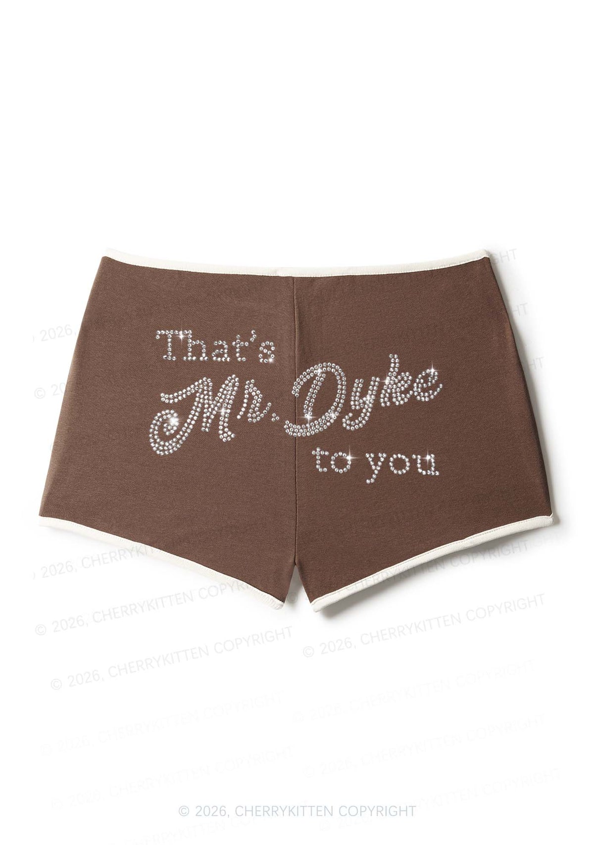 Rhinestone Thats Mr Dyke To You Pride Y2K Booty Shorts Cherrykitten
