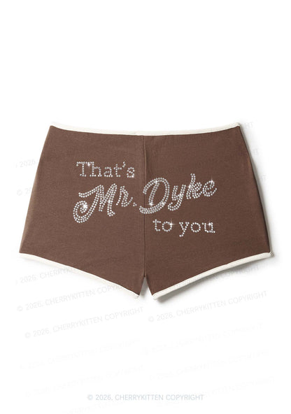 Rhinestone Thats Mr Dyke To You Pride Y2K Booty Shorts Cherrykitten