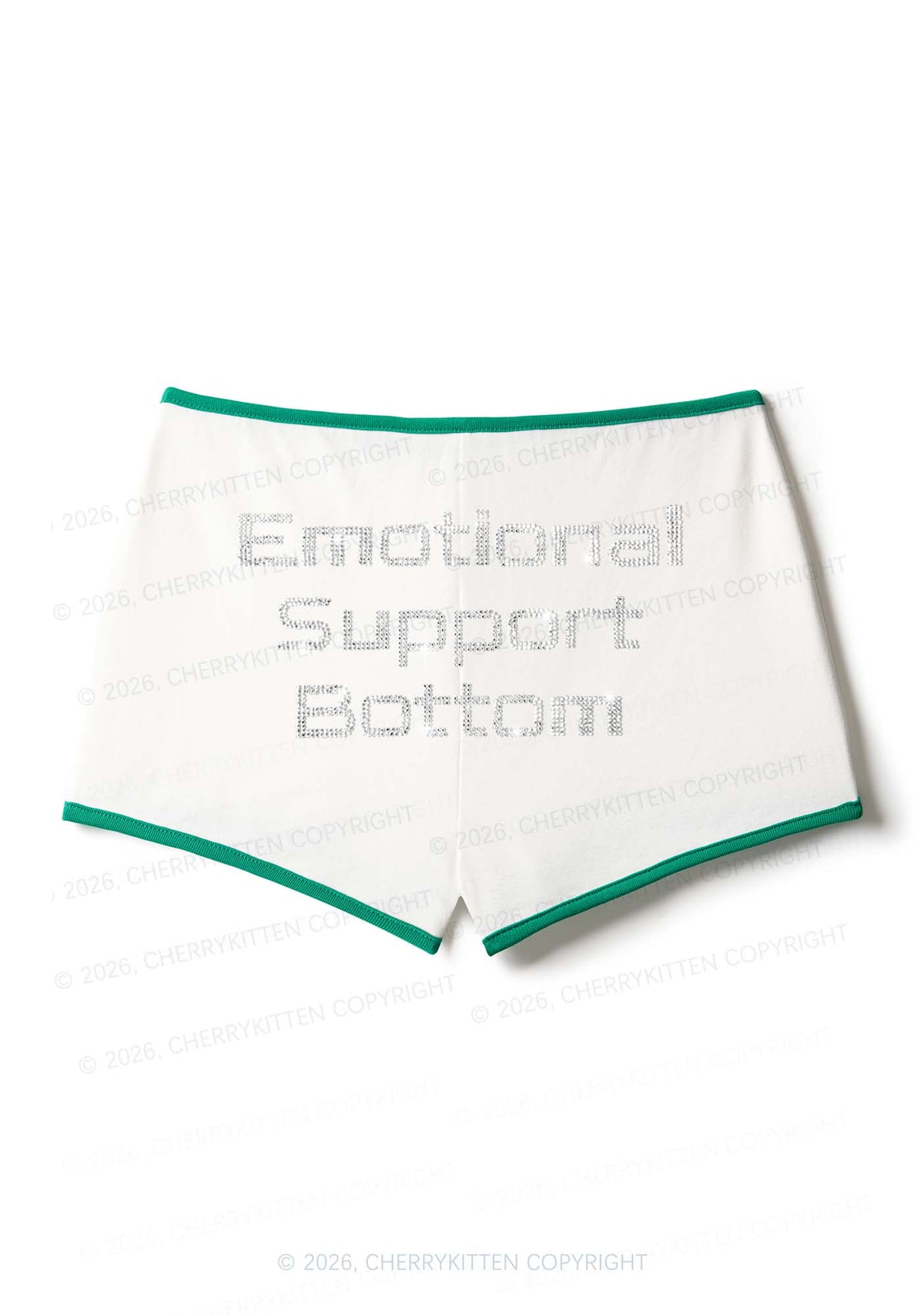 Rhinestone Emotional Support Bottom Pride Y2K Booty Shorts Cherrykitten