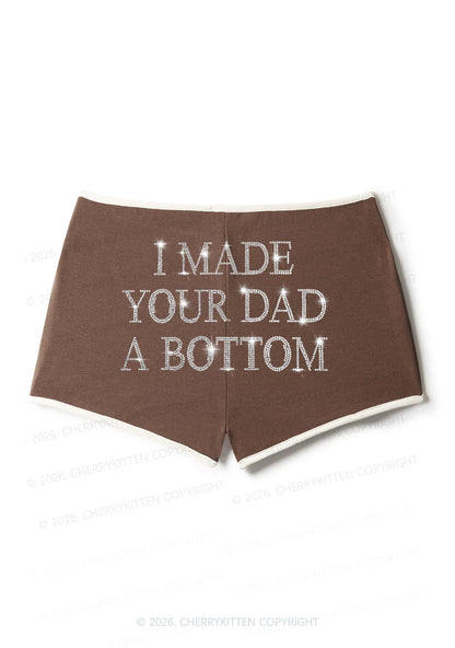 Rhinestone Made Your Dad A Bottom Pride Y2K Booty Shorts Cherrykitten