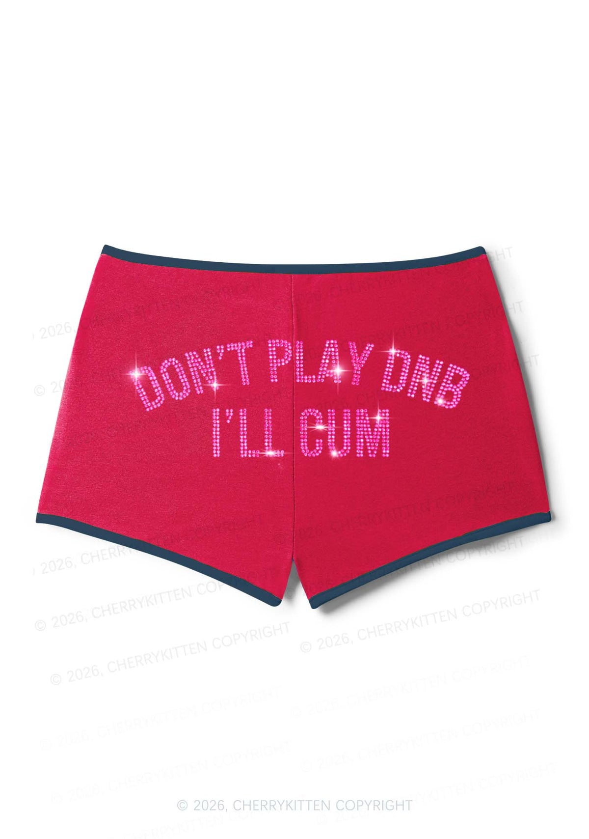 Rhinestone Dont Play DNB Y2K Booty Shorts Cherrykitten