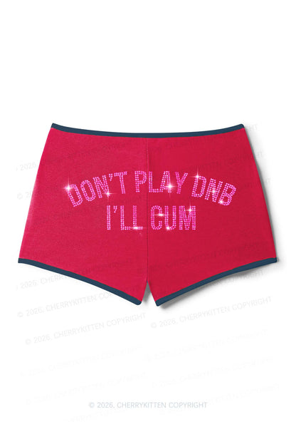 Rhinestone Dont Play DNB Y2K Booty Shorts Cherrykitten