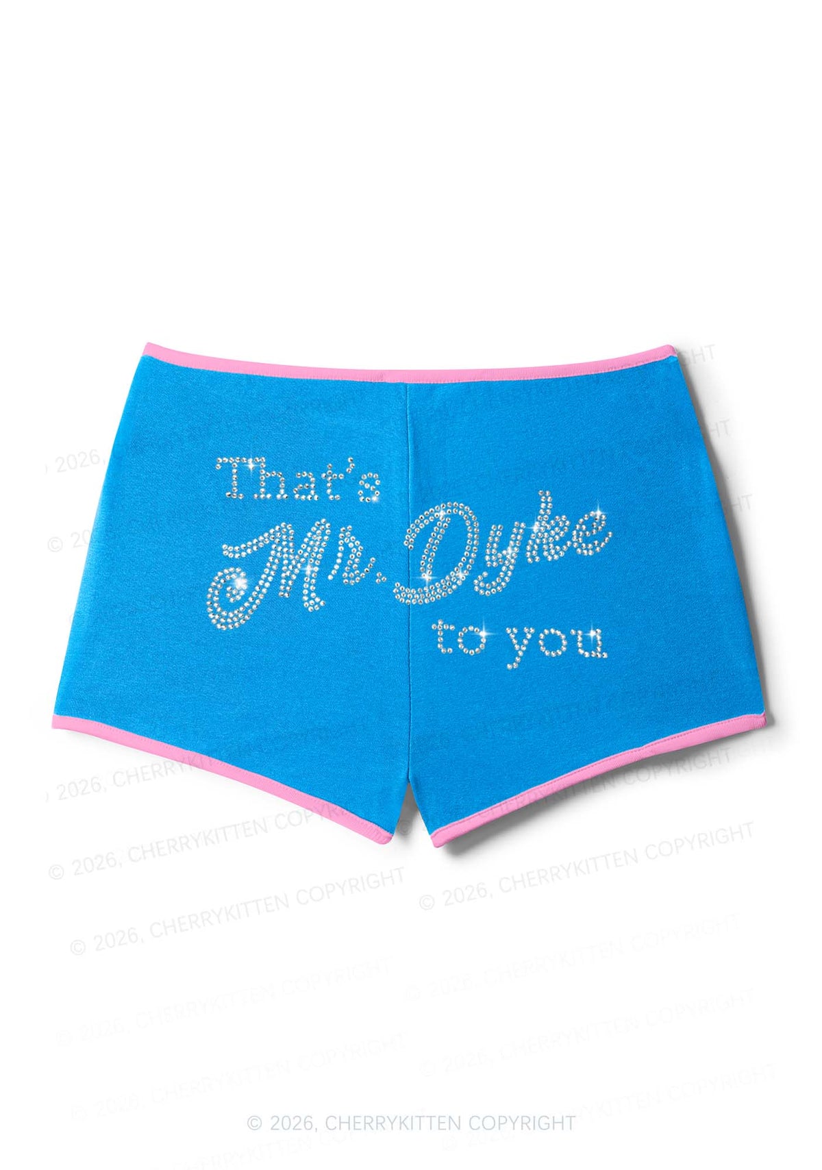 Rhinestone Thats Mr Dyke To You Pride Y2K Booty Shorts Cherrykitten