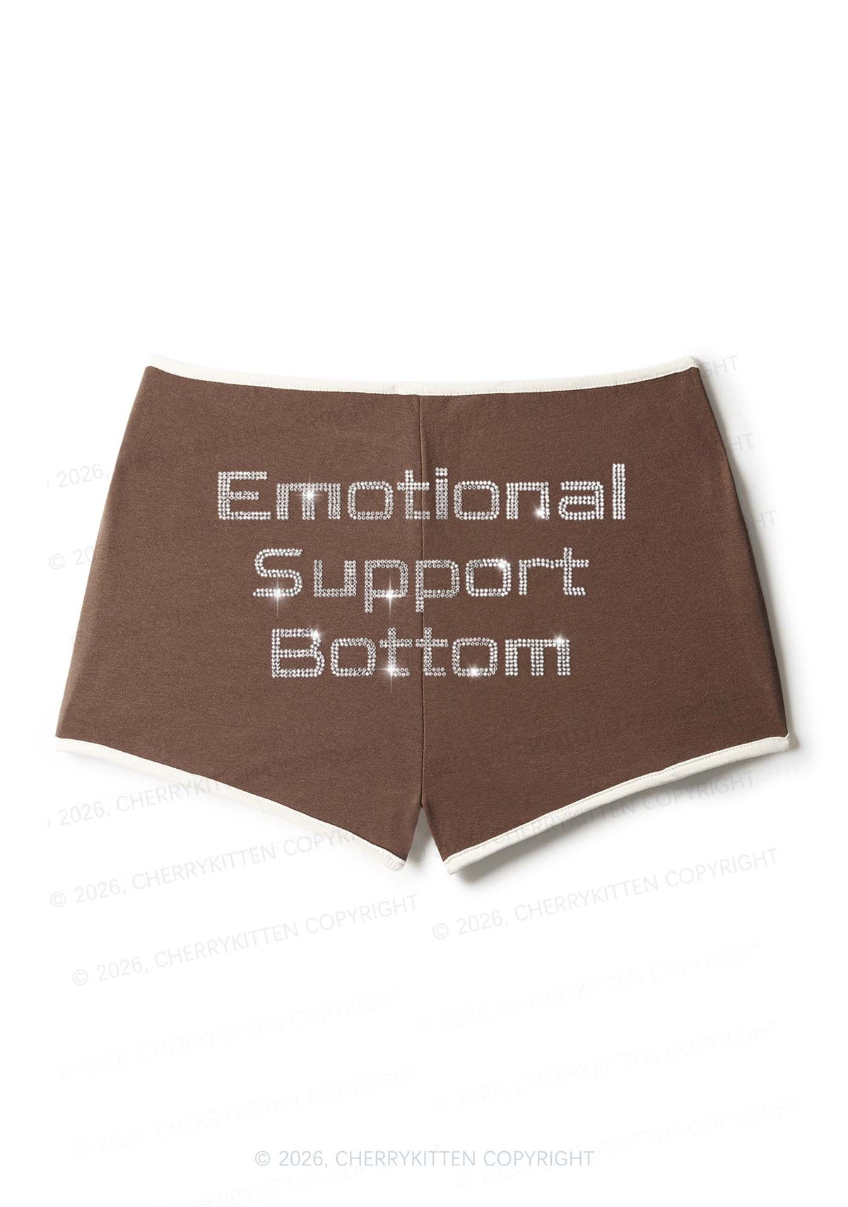 Rhinestone Emotional Support Bottom Pride Y2K Booty Shorts Cherrykitten