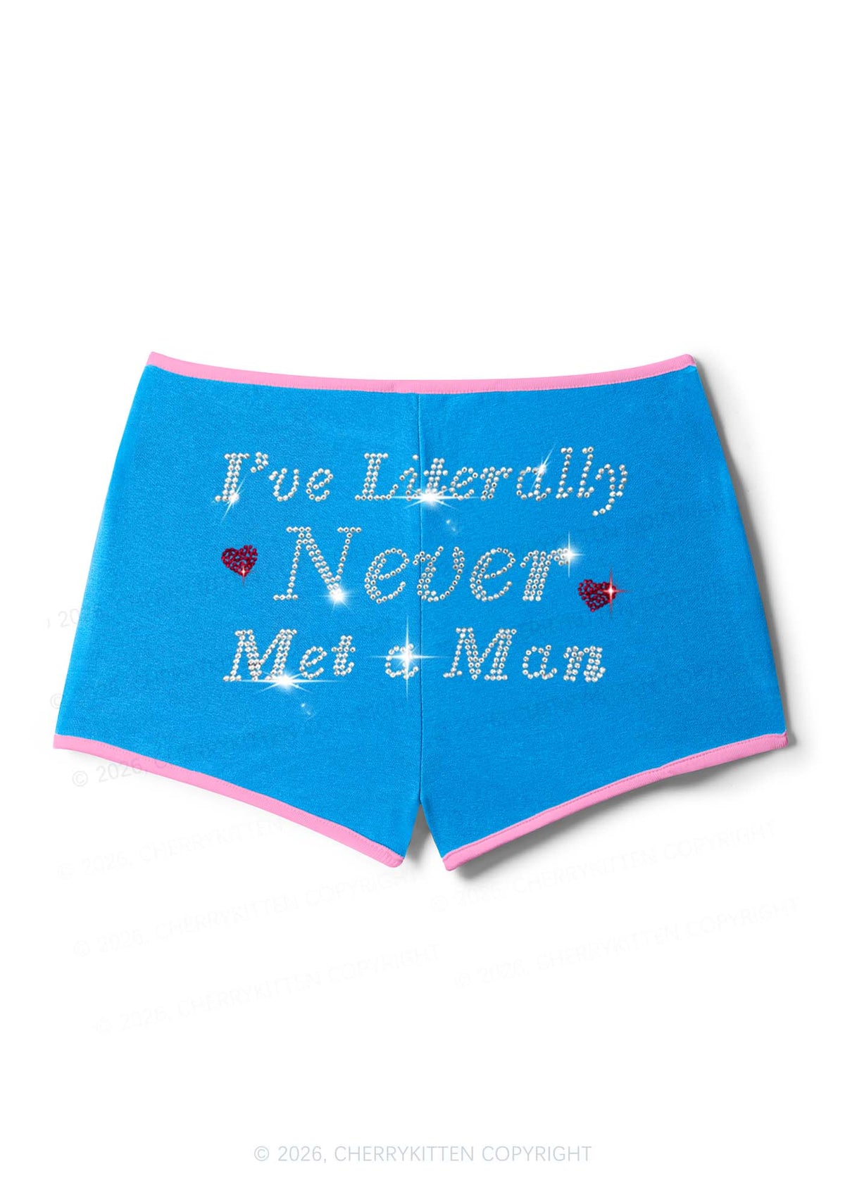 Rhinestone Never Met A Man Pride Y2K Booty Shorts Cherrykitten