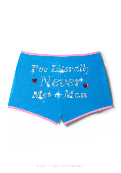 Rhinestone Never Met A Man Pride Y2K Booty Shorts Cherrykitten
