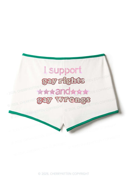 Rhinestone I Support Gay Rights Y2K Booty Shorts Cherrykitten