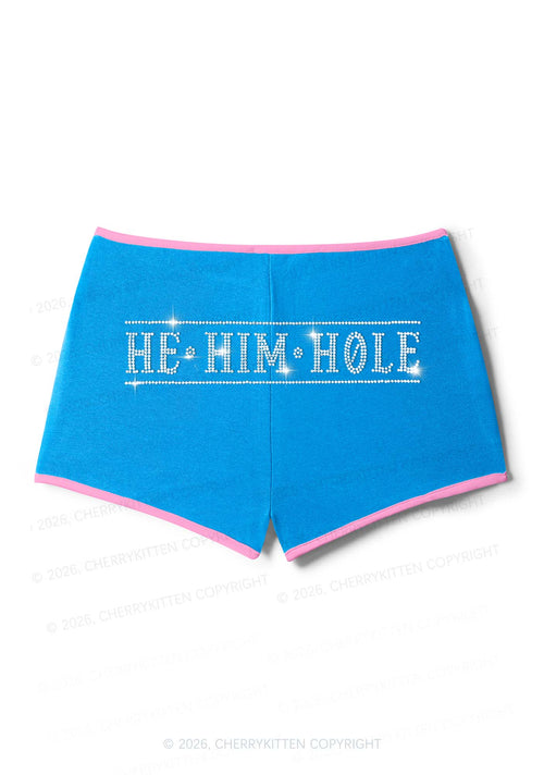 Rhinestone He Him Hole Pride Y2K Booty Shorts Cherrykitten