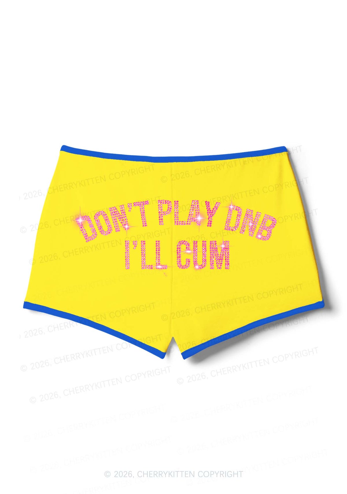 Rhinestone Dont Play DNB Y2K Booty Shorts Cherrykitten