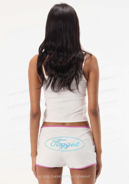 Rhinestone Oval Faggot Pride Y2K Booty Shorts Cherrykitten