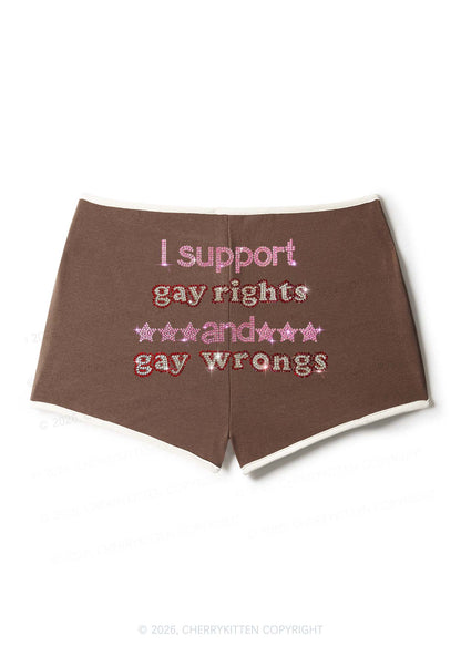 Rhinestone I Support Gay Rights Y2K Booty Shorts Cherrykitten