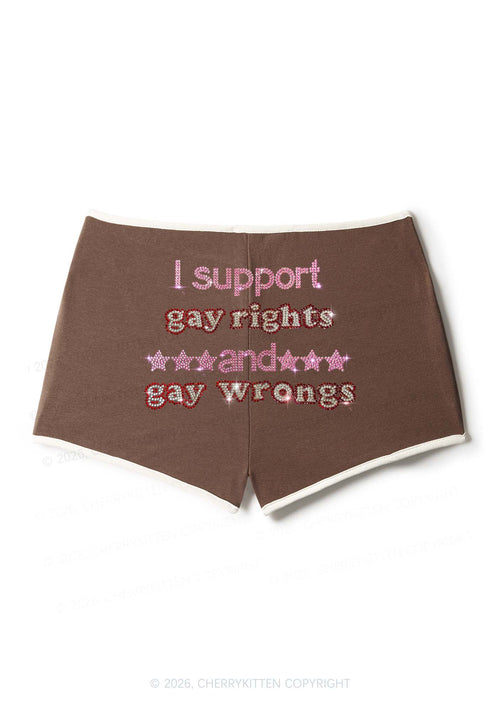 Rhinestone I Support Gay Rights Y2K Booty Shorts Cherrykitten